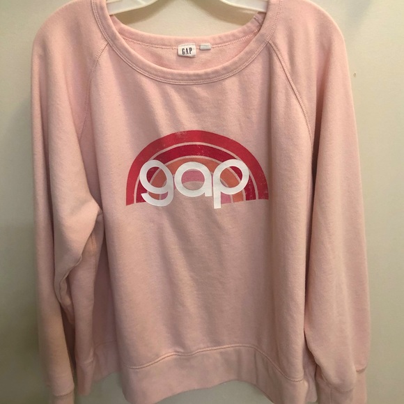 GAP Tops - GAP XXL Pink Rainbow Retro Logo Sweatshirt